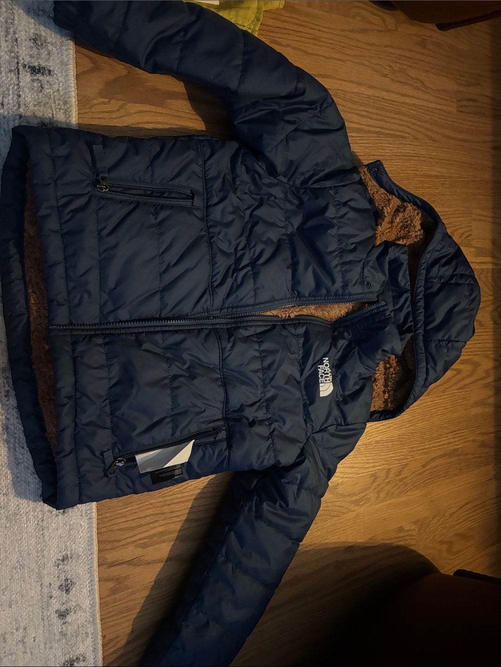 The North Face Kids Navy Hooded Quilted Puffer Jacket